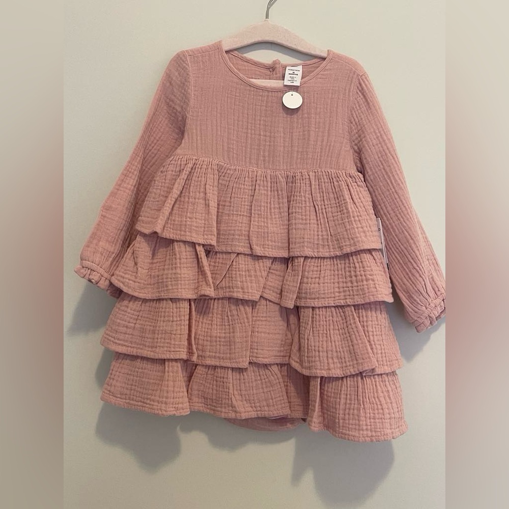 NWT- 2Pcs NORDSTROM BLUSH PINK GAUZE Ruffle dress size 18M